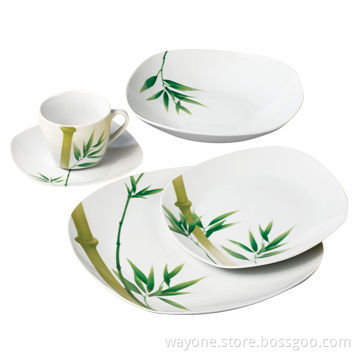 20-piece Dinner Set in Square Shape, with New Decal of Spring and Dishwasher Safe